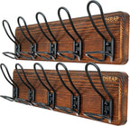 Dseap Coat Rack Wall Mounted - Heavy Duty Farmhouse Rustic Wall Coat Hanger With 5 Wire Hooks for Clothes Hat Jacket Towel, RusticWire, G25A, Rustic Brown & Black, Pack of 2