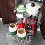 HOLDN’ STORAGE Two Tier Pull Out Cabinet Organizer, Individual Sliding Drawers - Heavy Duty Metal with Lifetime Limited Warranty - Anti Rust Chrome Finish - 28" W x 21”D x 16.5" H