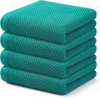 Kitinjoy 100% Cotton Waffle Weave Kitchen Towels, 4-Pack Super Soft and Absorbent Dish Towels for Drying Dishes, Kitchen Hand Towels, 13 in x 28 in, Teal
