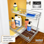 LYNK PROFESSIONAL® Pull Out Under Sink Kitchen Cabinet Organizer - 11.5 in. x 18 inch deep Drawer - Sliding Shelf Organizer for Cabinets and Undersink Storage Shelves - Lifetime Ltd. Warranty – Chrome