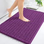 Arotive Luxury Chenille Bathroom Rug Mat, Extra Soft Thick Absorbent Shaggy Bath Rugs, Non-Slip Machine Wash Dry, Plush Bath Mats for Bathroom, Shower and Tub, 30x17, Purple