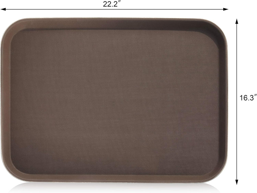 New Star Foodservice Restaurant Grade Non-Slip Tray, Plastic, Rubber Lined, Rectangular (Brown, 16-Inch x 22-Inch)