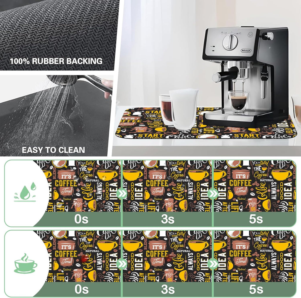 Coffee Dish Drying Mat,16"X24" Absorbent Fast Dish Drying Mat for Kitchen Counter Pot and Pan, Kitchen Accessories