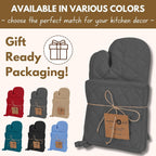 Native Fab Farmhouse Oven Mitts and Pot Holders Set of 4, Heat Resistant Non-Slip Machine Washable, 100% Cotton Kitchen Pot Holders Oven Mitts Sets Grey