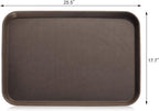 New Star Foodservice Restaurant Grade Non-Slip Tray, Plastic, Rubber Lined, Rectangular (Brown, 18-Inch x 26-Inch)