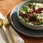 Gibson Elite Sunveil 16 Piece (Service for 4) Plates and Bowls Reactive Glaze Round Dishes Stoneware Ceramic Dinnerware Set -Blue