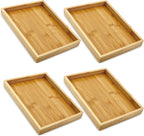 Bam & Boo (4-Pack) Natural Bamboo Rectangle Serving & Vanity Tray - for Kitchen, Bathroom, Countertop, Coffee Table (11" x 7.5" x 1.2")