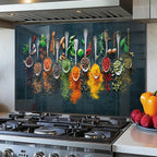 DAIFURONGE Spice Tempered Glass Backsplash For Kitchen Behind Stove,Stove Backsplash Top Cover,Easy to Clean Glass Splashback, Sink Cover Splash Guard,Home Kitchen Wall Decor (30"x30"(76.2x76.2cm))