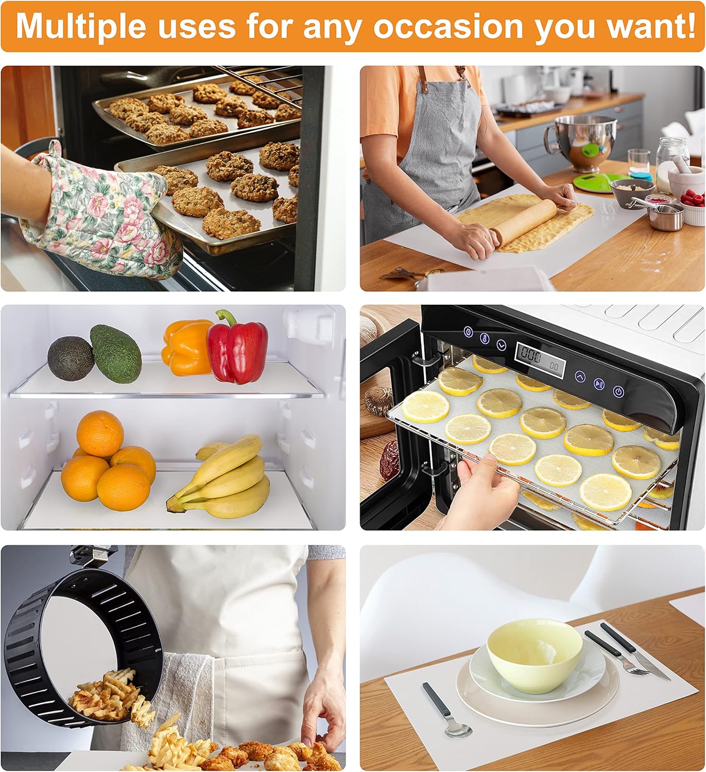 Silicone Baking Mat Roll - Best German Silicone - Non-slip Silicone Pastry Mat, Non-Stick Reusable Air Fryer Linner, Counter Mat, Oven Liner, Freeze Dryer Mat - 12IN x 8FT