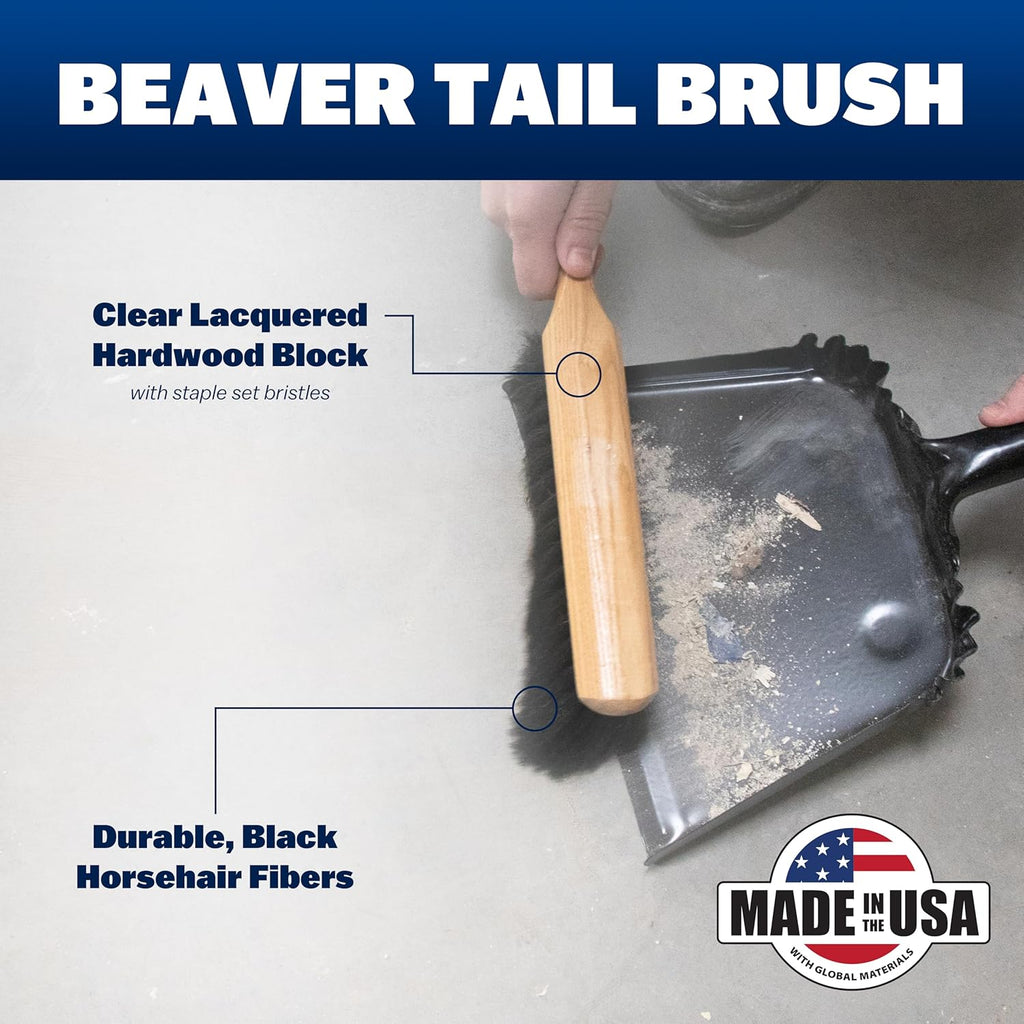 Marshalltown 13 1/2 Inch Beaver Tail Brush, Black Horsehair Fibers, Masonry, Concrete, Made in The USA, 6517