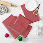 Homaxy Premium Kitchen Towels(18”x 28”, 8 Pack), Large Cotton Kitchen Hand Towels, Flat and Terry Dish Towels, 380 GSM Highly Absorbent Tea Towel Set with Hanging Loop, Red