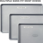 HONGBAKE Naturally Non Toxic Baking Sheet Pan Set of 3, Heavy Duty Aluminized Steel Cookie Sheets, Half/Quarter/Jelly Roll Pans with Textured Nonstick Surface, Free of PTFE & PFOA