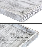 Extra Large Square Ottoman Table Tray 20" - Rustic Wooden Serving Tray for Farmhouse Decorative Oversized Coffee Table Trays Living Room Kitchen Counter Breakfast White