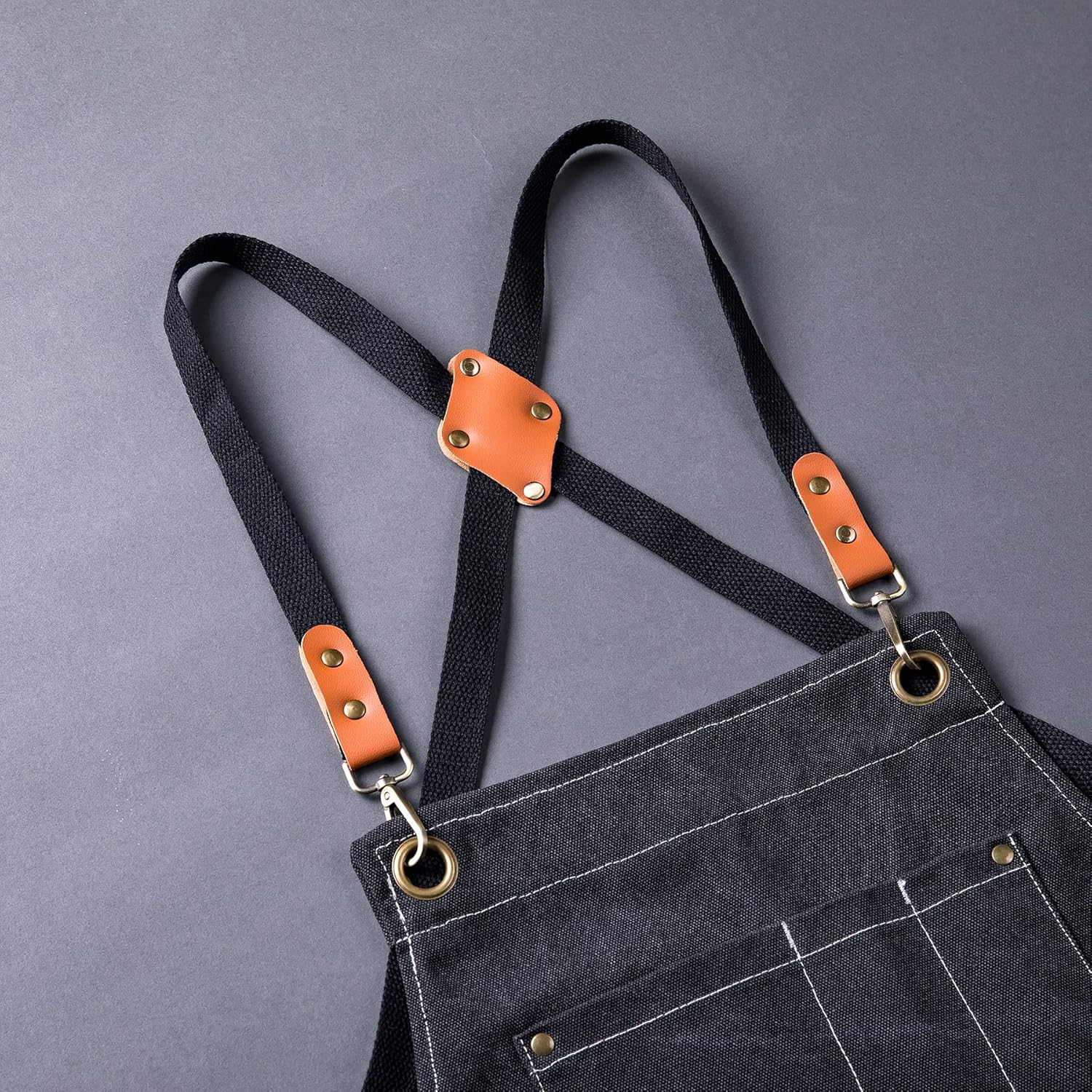 Canvas Aprons for Men Chef Apron, Work Apron with Large Pockets - 16oz Heavy Duty Cross Back, BBQ, Cooking