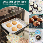 E-far Small Baking Sheet with Wire Rack (2 Pans + 2 Racks), Stainless Steel Cookie Sheets Trays & Cooling Rack for Toaster Oven, Non Toxic & Warp Resistant, Oven & Dishwasher Safe, 9.4 x 7.3 x 1 Inch