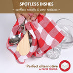 Native Fab 6-Pack Kitchen Towel with Hanging Loop 16x26 inches, Cotton Buffalo Check Kitchen Towels for Cleaning Drying, Washcloths Soft & Absorbent Cloth Rags, Bar Towel, Dish Cloth, Red