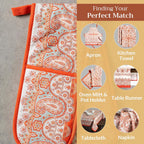 Maison d' Hermine Double Oven Mitts 100% Cotton 7"x35" Double Oven Mitt Heat Resistant BBQ Cooking Gloves with Loop, Baking, Grilling, Home, Kitchen, Handling Hot Pans (Cachemire)