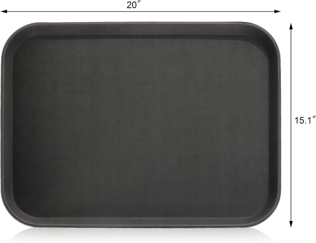 New Star Foodservice Restaurant Grade Non-Slip Tray, Plastic, Rubber Lined, Rectangular (Black, 15-Inch x 20-Inch)