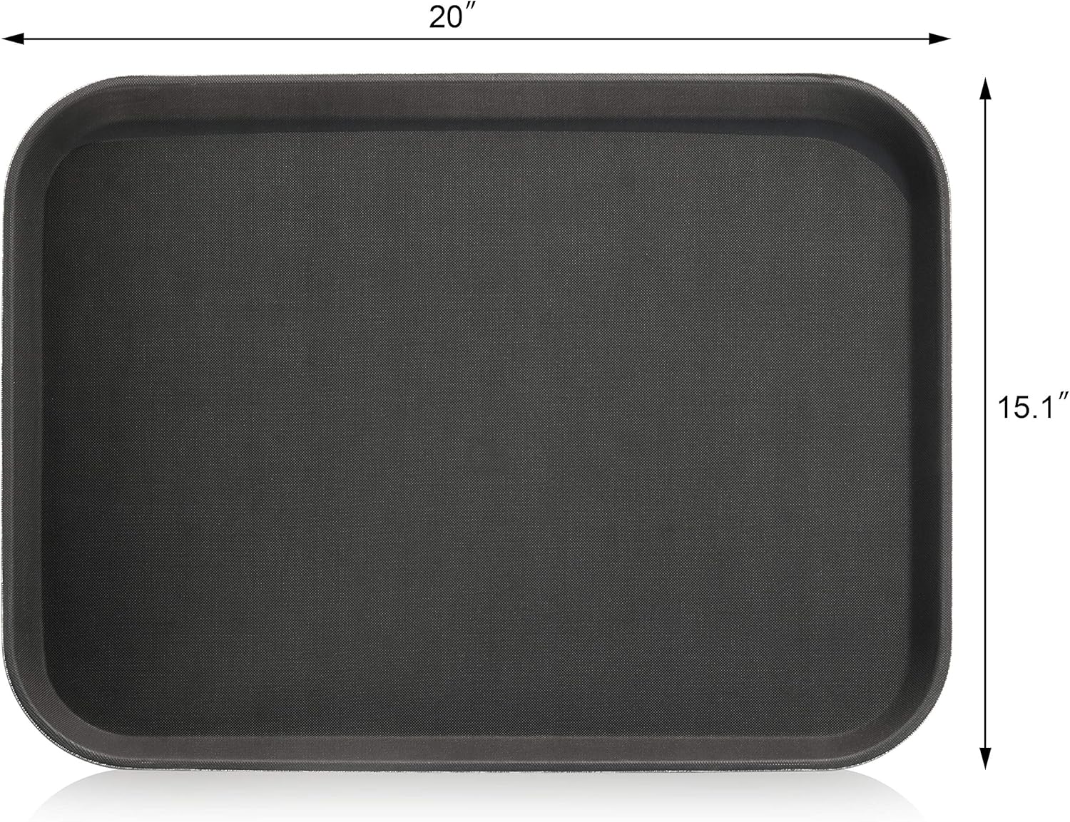 New Star Foodservice Restaurant Grade Non-Slip Tray, Plastic, Rubber Lined, Rectangular (Black, 15-Inch x 20-Inch)