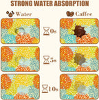 Orange and Blue Chrysanthemum Flower Coffee Mat Absorbent Dish Drying Mat Hide Stain Rubber Backed Coffee Bar Accessories Fit Under Espresso Machine Cafe Table 11.8 x 19.7 Inch