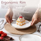 Herogo Ceramic 7.9 Inch Porcelain Dessert Plates Set of 6, Small Stoneware Dinner Plate Set, Double Reactive Glaze Large Dinnerware Plates for Kitchen, Microwave, Oven & Dishwasher Safe, Ivory White