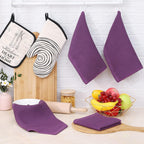 Homaxy 100% Cotton Waffle Weave Kitchen Dish Cloths, Ultra Soft Absorbent Quick Drying Dish Towels, 12 x 12 Inches, 6-Pack, Purple