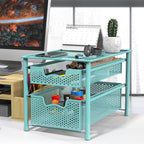 Simple Houseware Stackable 2 Tier Sliding Basket Organizer Drawer, Turquoise