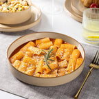 GBHOME 9'' Large Ceramic Pasta Bowls, 32oz Stoneware Pasta Serving Bowls Set of 4 for Kitchen, Wide Bowls for Fruit,Pasta,Salad,Oatmeal,Meal, Microwave Safe, Reactive Glaze-Warm Sand