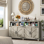 Buffet Cabinet with Storage Farmhouse with 4 Doors, 55'' Large Kitchen Storage Cabinet Wood Coffee Bar Buffet Sideboard for Kitchen, Dining Room, Entryway