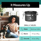 Coffee Gator Coffee Storage - 11oz Small Stainless Steel Tea and Sugar Containers - Stainless Steel Canisters with Date-Tracker, CO2 Valve for Freshness & Scoop - Silver