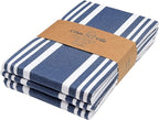 Urban Villa Kitchen Towels 100% Cotton Dish Towels for Kitchen (Set of 3) 20”x30” Dish Cloths Highly Absorbent Kitchen Linen Set with Hanging Loop Perfect for Drying Dishes Cleaning Towels-Blue White