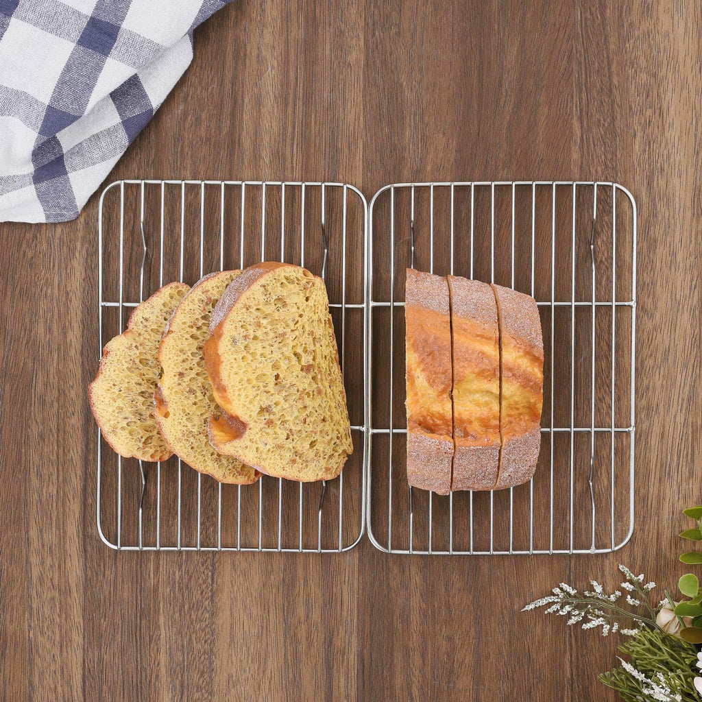 2 Pack Cooling Rack for Baking, Homikit 8.7 * 6.3 Inch Small Stainless Steel Metal Roasting Grilling Cooking Racks, Fits Small Toaster Oven, Dishwasher Safe, Heavy duty & Rust Resistant