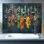 DAIFURONGE Spice Tempered Glass Backsplash For Kitchen Behind Stove,Stove Back Top Cover,Easy to Clean Glass Splashback, Sink Cover Splash Guard,Home Kitchen Wall Decor (35.43"x27.56"(90x70cm))