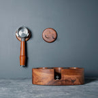 Wall Mounted Portafilter Holder Walnut Wall Rack Espresso Station Organizer Premium Espresso Machine Accessories/Secure & Easy Installation - Suits 51mm, 54mm & 58mm Portafilters