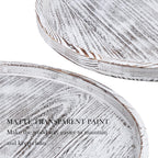 Extra Large Round Ottoman Table Tray 20" - Rustic Wooden Serving Tray for Farmhouse Decorative Oversized Coffee Table Trays Living Room Kitchen Counter Breakfast White