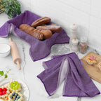 Homaxy Premium Kitchen Towels(18”x 28”, 6 Pack), Large Cotton Kitchen Hand Towels, Flat and Terry Dish Towels, 380 GSM Highly Absorbent Tea Towel Set with Hanging Loop, Purple