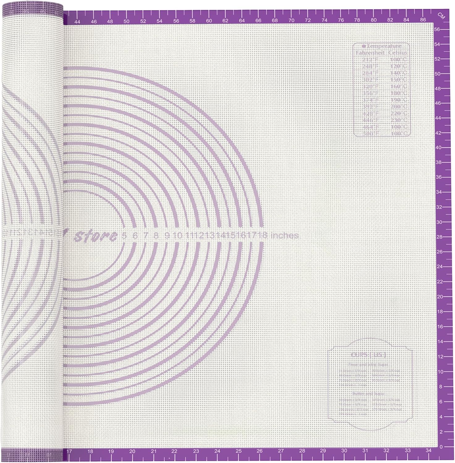 28 * 20 inches purple, non-slip silicone baking sheets - baking mat with 0.7mm thickness - non-stick pastry & cookie mat for kitchen counter for rolling out dough with measurements.