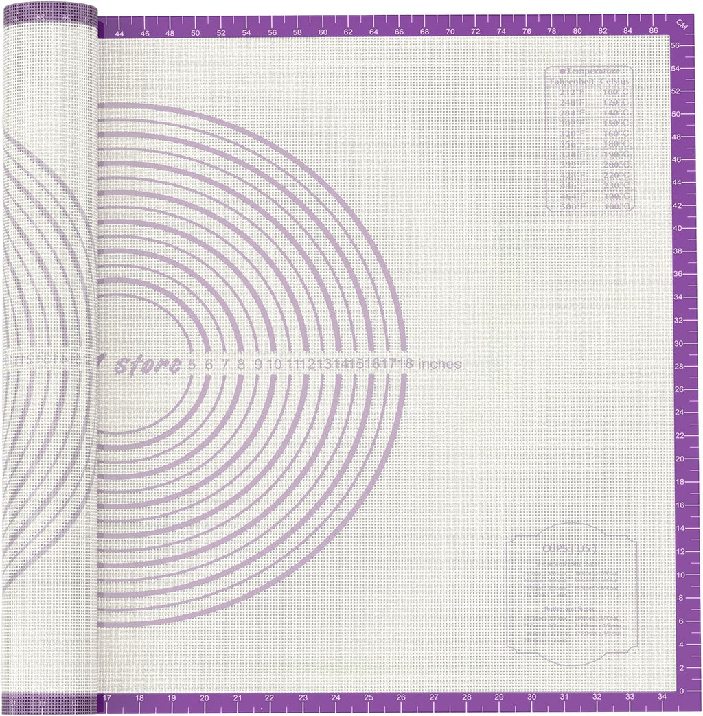 26 * 16 inches Purple, Non-Slip Silicone Baking Sheets - Baking Mat with 0.7mm Thickness - Non-Stick Pastry & Cookie Mat for Kitchen Counter for Rolling Out Dough with Measurements.