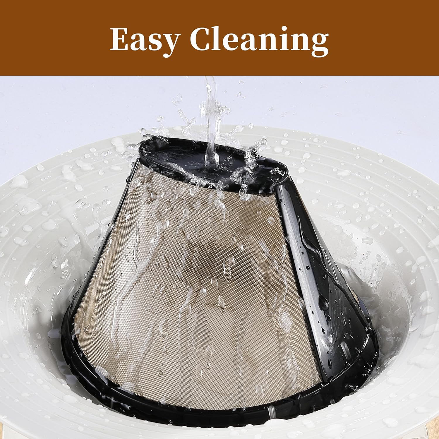 2 Pack Reusable Coffee Filters, Gold Metal Permanent Coffee Filter Basket Replacement for Cuisinart and Ninja Coffee Maker (8-12 Cup), Food-grade and Easy Cleaning