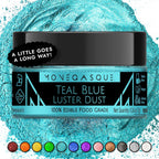 MONÉGASQUE Teal Blue Edible Glitter for Drinks 7g – Edible Glitter for Cakes & Cocktails Shimmer – Cocktail, Cake, & Cupcake Luster Dust Spray – Teal Food Coloring & Halloween Drink Decorations