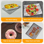 2PCS Cooling Racks for Cooking and Baking -11.65''x16.85''Heavy Duty Stainless Steel Wire Rack for Baking, Grilling, Roasting - Oven & Dishwasher Safe - Fits Half Sheet Pan（Black）