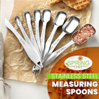 Spring Chef Stainless Steel Measuring Spoons Set of 8 with Leveler, Metal Teaspoon & Tablespoon Measuring Spoons for Dry & Liquid Ingredients, Fits in Spice Jars - Kitchen Gadgets For Baking & Cooking