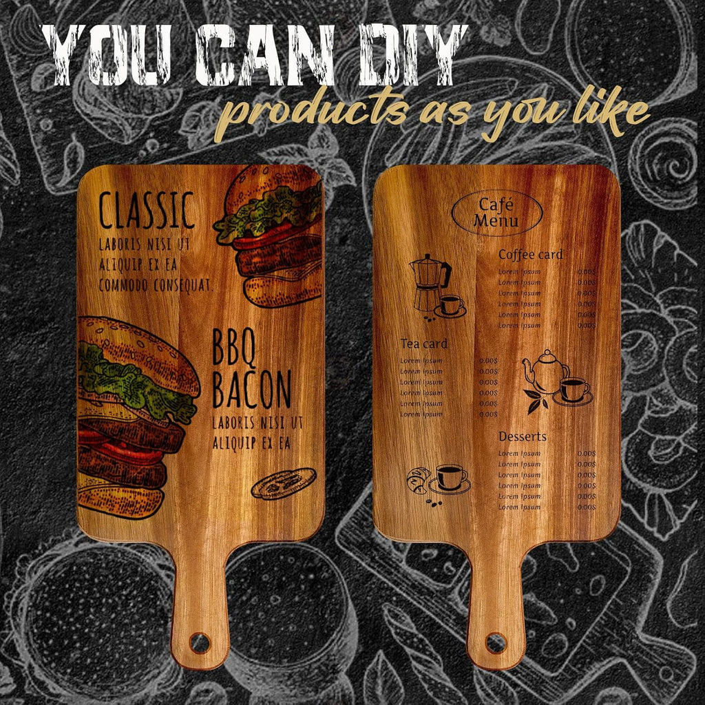 Nuenen 50 Pcs Wood Cutting Board with Handle 15.7 x 7.8 Inch Acacia Bamboo Wooden Serving Kitchen Chopping Boards for Pizza, Bread, Cheese, Charcuterie, Fruit, Vegetables (Acacia)