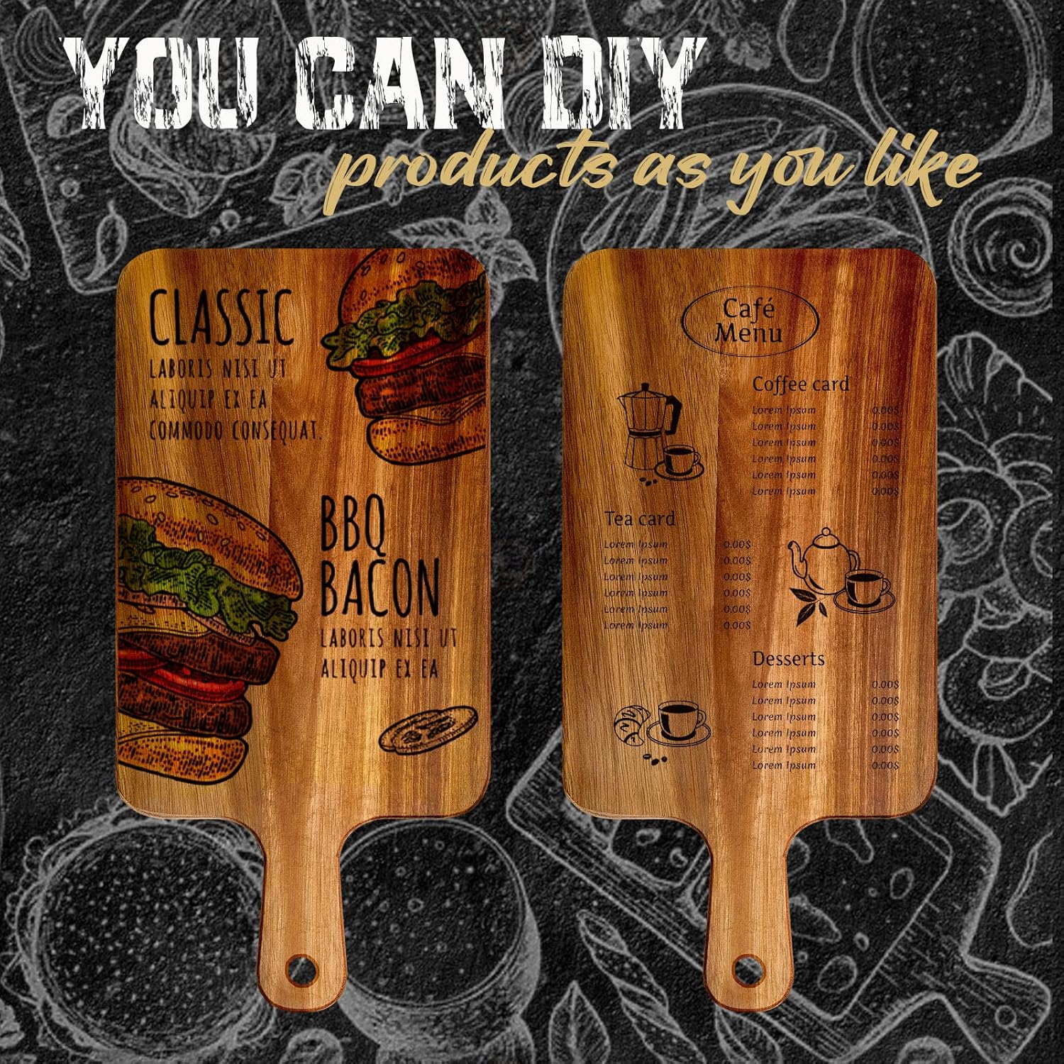 Nuenen 50 Pcs Wood Cutting Board with Handle 15.7 x 7.8 Inch Acacia Bamboo Wooden Serving Kitchen Chopping Boards for Pizza, Bread, Cheese, Charcuterie, Fruit, Vegetables (Acacia)