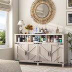 Buffet Cabinet with Storage Farmhouse with 4 Doors, 55'' Large Kitchen Storage Cabinet Wood Coffee Bar Buffet Sideboard for Kitchen, Dining Room, Entryway