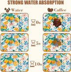 Dish Drying Mat Fruit Orange and Leaves Coffee Bar Mat for Countertop Absorbent Coffee Mat Rubber Backed Hide Stain Dish Drainer Rack Mat Coffee Maker Coffee Pot Dining Room Decor 11.8 x 19.7 Inch