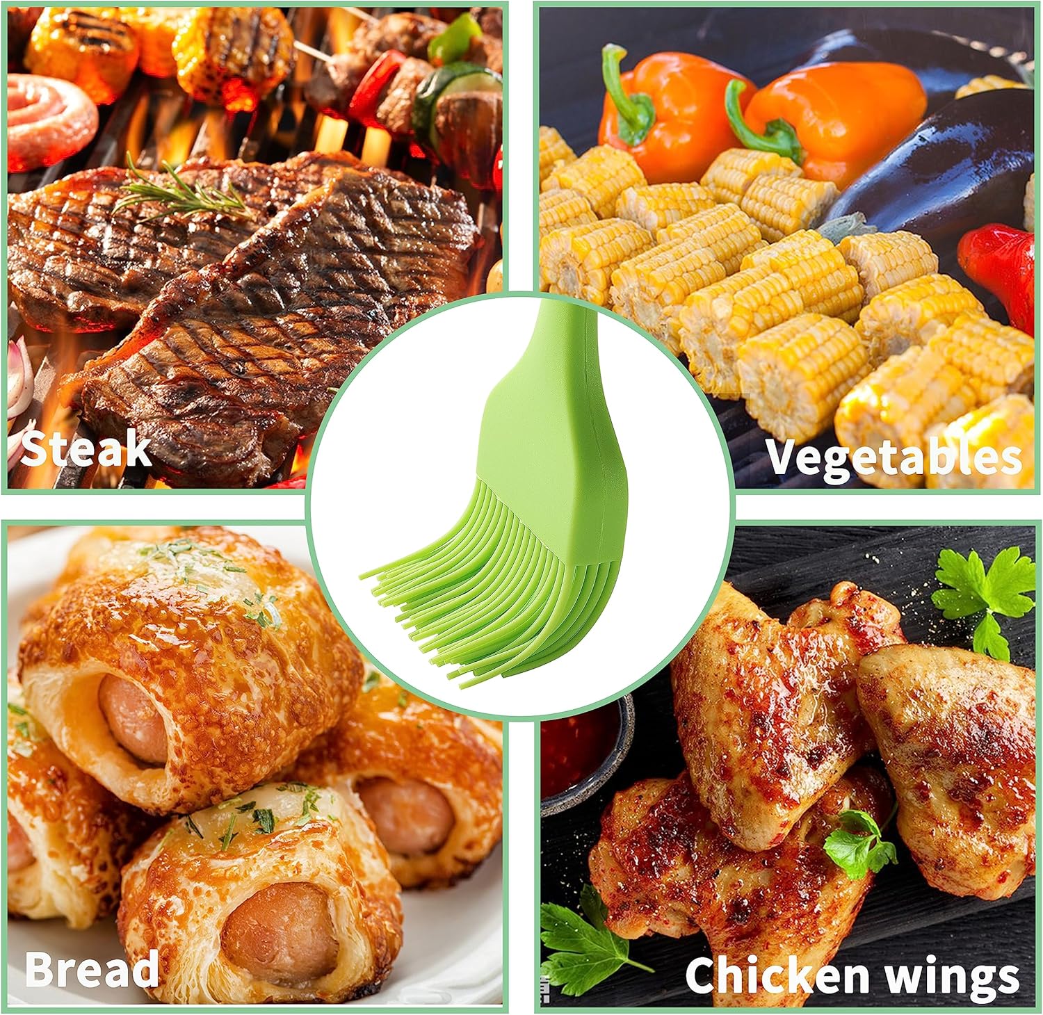 4PCS Silicone Basting Pastry Brush, MONGSEW Heat Resistant Food Brush Spread Oil Butter Sauce for BBQ Grill Baking Kitchen Cooking, BPA Free, Dishwasher Safe (Multicolor, 4 Pcs)