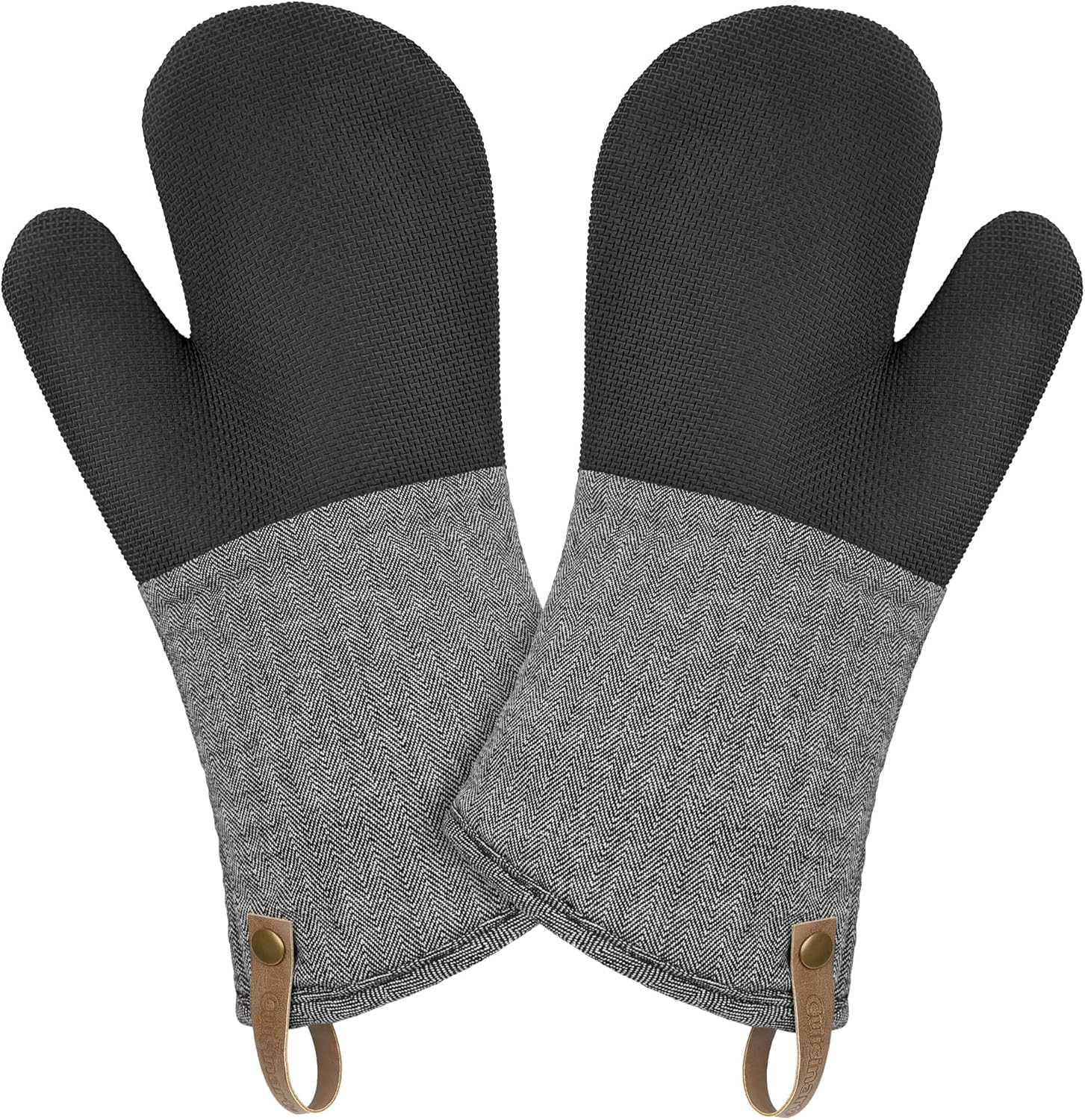 Cuisinart Heritage Kitchen Oven Mitts – Heat-Resistant Kitchen Mitts for Oven with Non-Slip Neoprene Palm, Long Cuff, and Cotton Filling – Durable Oven Gloves for Cooking, Baking, & Grilling