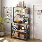 Yaheetech 6-Tier Kitchen Bakers Rack, 31.5 Inch Coffee Bar Table, Farmhouse Microwave Oven Stand Cabinet for Small Spaces, Corner Organizer Storage Shelf for Spices and Pots Rustic Brown