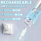 Tonjin Milk Frother with USB-C Rechargeable Wand & 2 Stainless Whisks, Upgraded 3 Speeds Electric Drink Mixer for Coffee, Egg, Matcha